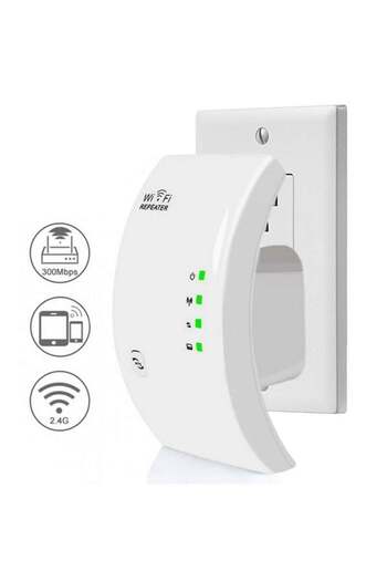 Welora Amplificator/Extensor de semnal WiFi, 300 Mbps, WLAN 2.4 GHz - Alb