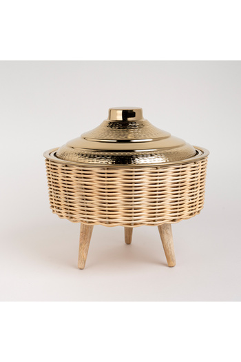 Generic Large Bamboo Basket With Jar Gold