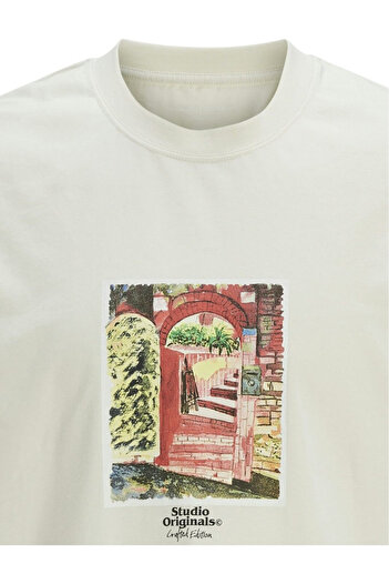Jack & Jones Tricou JACK & JONES Paros Graphics Πρόσοψη - 12273494-Αντίκ Λευκό