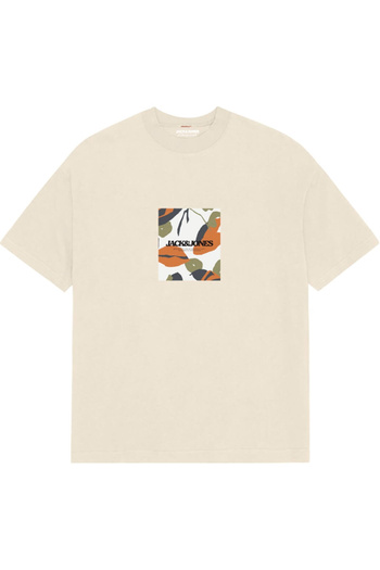 Jack & Jones Tricou JACK & JONES Avira AOP Crew - 12281811-Antique White