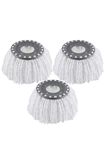 OEM Set of 3 mop heads, Microfiber, 360 degrees, White