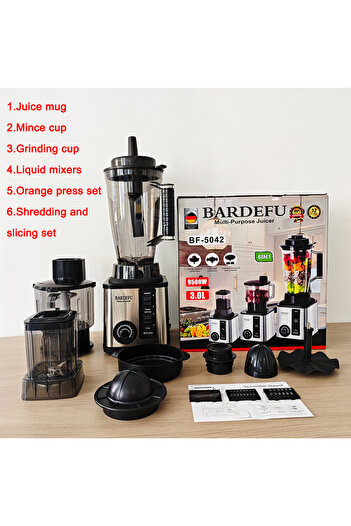 BARDEFU 2.5L 3L 6 in 1 Kitchen Appliances Commercial Mixer Smoothie Juicer Food Processor Silver crest Heavy