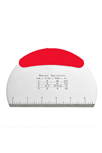 PUFO Cookie Scraper for cutting dough, decorating icing, cake cream, metallic, 16 x 12 cm, red