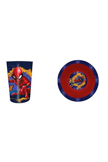 SPIDERMAN Two-piece set, bowl and glass, BPA-free plastic, multicolor,