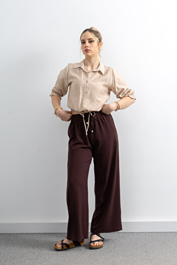 TUĞBA ERGÜL Women's Crop Linen Shirt
