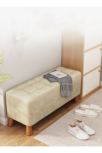 sharpdo Entrance Furniture Fabric Shoe Bench, High Elastic Cushion, Leather Fabric, Easy to Clean