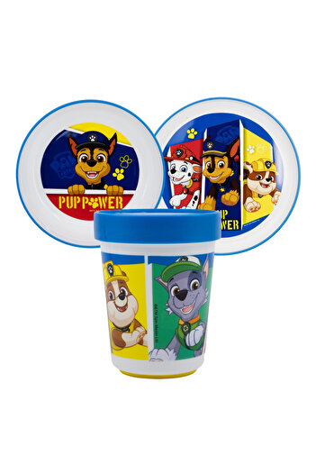 PAW PATROL 3-piece set, plate, bowl, glass, microwave safe, BPA-free, multicolor, Paw Patrol
