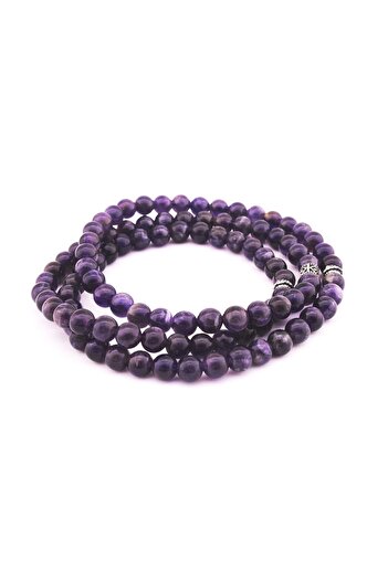 Tesbihane Bracelet Necklace Prayer Beads 3 in 1 99 Grain Multi-Purpose Purple Amethyst Natural Stone Jewelry