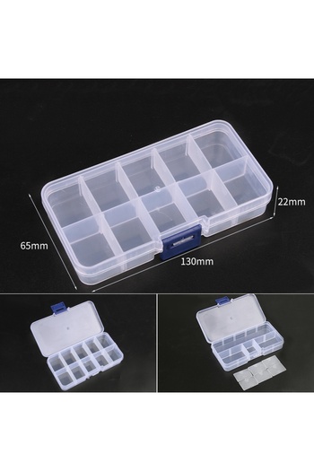 Choice 3pcs 10 grids Practical 10/15 Grids Compartment Plastic Storage Box Adjustable Jewelry Rhinestones G