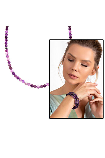 Tesbihane Bracelet Necklace Prayer Beads 3 in 1 99 Grain Multi-Purpose Purple Amethyst Natural Stone Jewelry