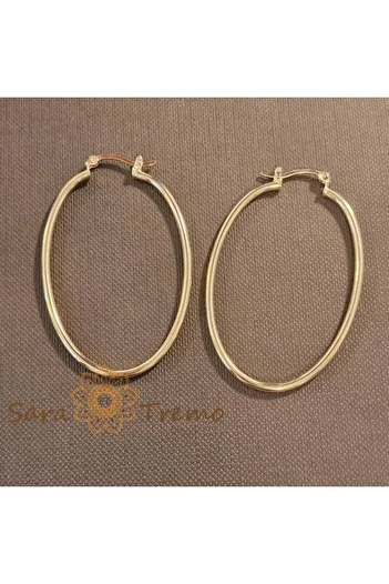 saratremo Oval Earrings Plated with Gold – 5 cm