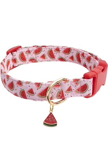 Choice M red CP602/611--fruit pattern Pet dog collar with Fruit metal pendant do for Cat Puppy Dog