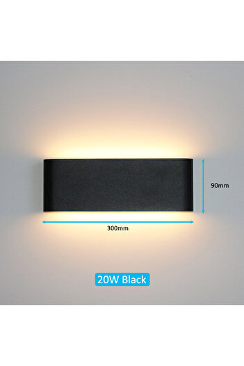 Choice Warm White (2700-3500K) 20W Black LED Outdoor Waterproof IP65 Wall Light Porch Garden Wall Lamp & In