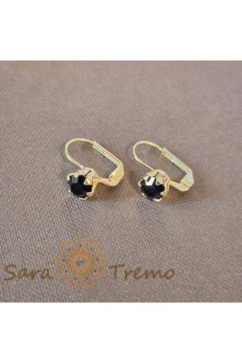 saratremo Simple and Classic Earrings with Black Zirconia Crystal