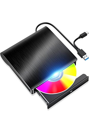 Choice1 BT689 External DVD CD Drive, 2 in 1 USB 3.0 Type-C Portable CD Burner, CD ROM +/-RW External CD Play