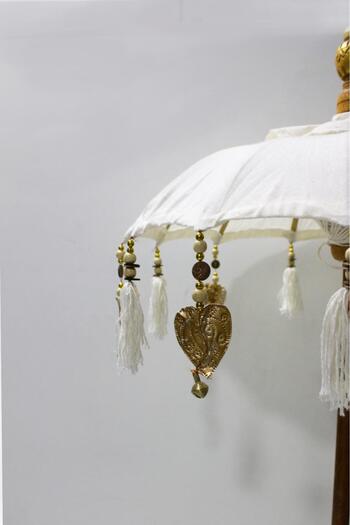 PRODİVA şık ve kullanışlı Ahşap Gövdeli otantik Bali Şemsiyesi 80 Cm - Krem Gold
