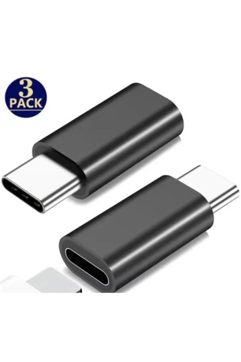 Choice قطعتان باللون الأسود، محول شاحن من أنثى Lightning إلى USB C ذكر، قطعة واحدة من النوع C أنثى إلى Lightning ذكر A