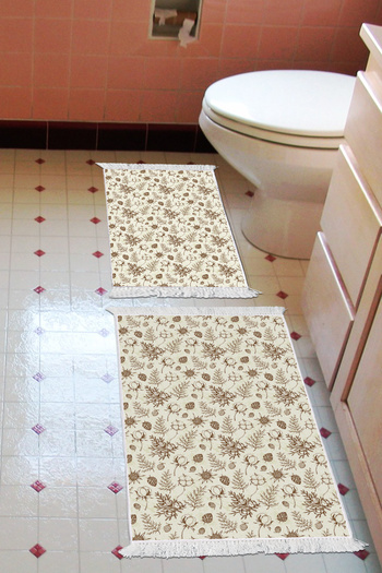 Alanur Home Non-Slip Base Djt Toilet Set Trend Fringed Vintage Al5012 Beige