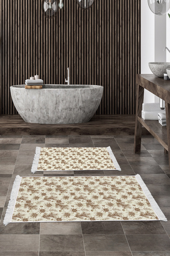 Alanur Home Non-Slip Base Djt Toilet Set Star Leather Fringed Vintage Al5009 Beige