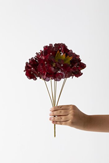 Güleç Yapay Çiçek Floare de Hortensie Artificială 35 Cm 7 Ramuri Bordeaux