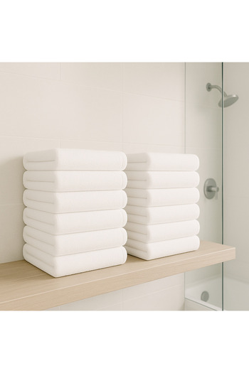 KAYABEY HOME Set of 12 30X50 cm Hand Face Guest Kitchen Sports Towels – 100% Cotton