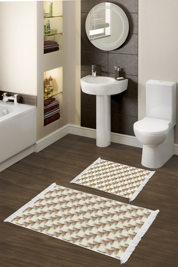 Alanur Home Non-Slip Base Djt Toilet Set Trend Fringed Vintage Al5010 Beige