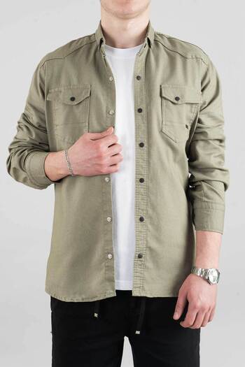 bombe Men's Denim Shirt Green