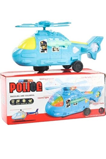 Toybox Battery Operated Police Helicopter Bump and Go Action Aircraft Toy For Kids