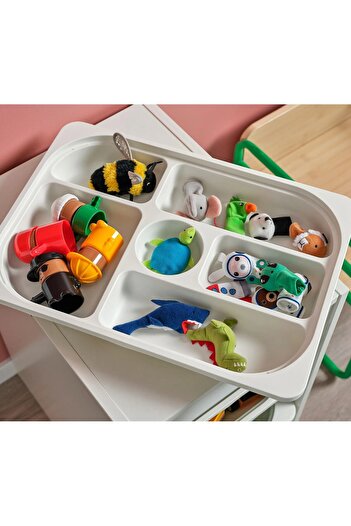 TEZPAZAR Trofast 6 Bölmeli Düzenleme Kutusu 42x30x5 Cm Çekmece Içi Plastik Saklama Kutusu Beyaz I.k:e.a