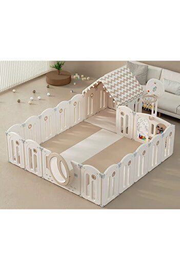 Nichiduta Garden Nichiduta Garden Moon House Coffee 200x200 cm playground fence with safety gate, basket basket