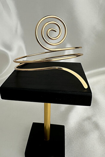 Modex Gold Color Metal Curved Geometric Pattern Adjustable Handle Accessory (Diameter: 9cm)