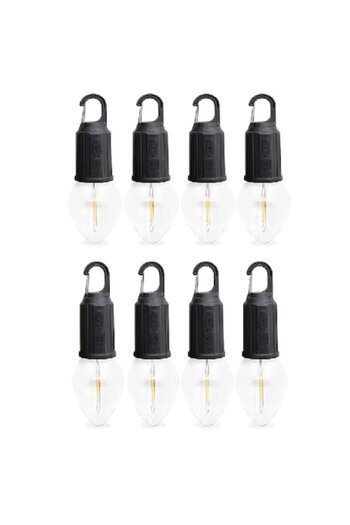 victiny Set 8 Camping Bulbs VICTINY, Rechargeable, 3 Lighting Modes, 17.8 x 6cm, Black/White
