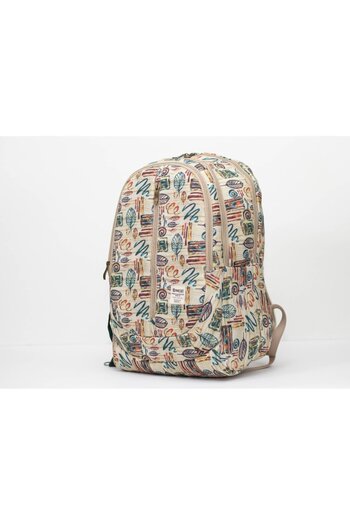 Smart Gate SG-9187 School Carrying Tree Leafs Backpack 6 Pockets With USB Port 15.6 Beige