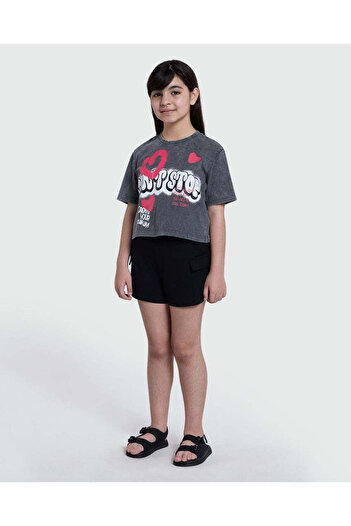 Ovs Acid-Wash Tee In Dark Grey –Teens