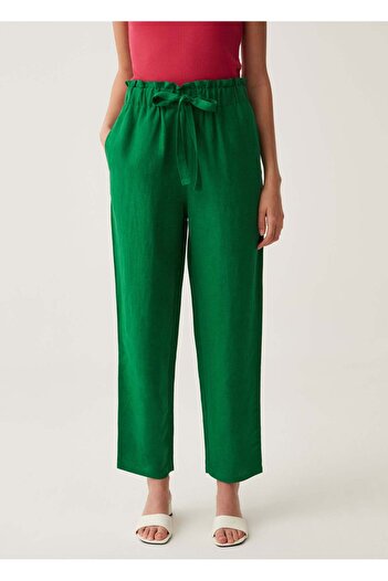 Ovs Paper Bag Trousers In Linen And Viscose