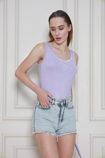 NEW LAVİVA Women's Lace Detailed Buttoned Cotton Lycra Athlete Body 700-3750