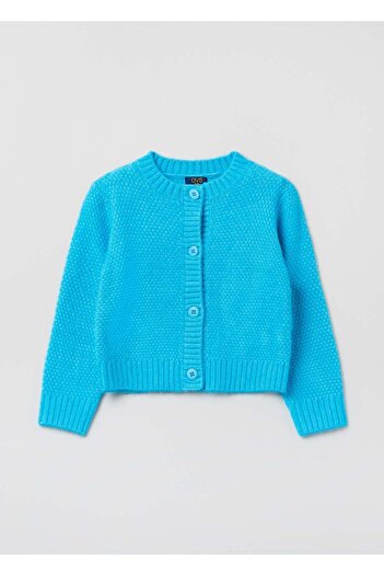 Ovs Girls Rice Stitch Crew-Neck Cardigan
