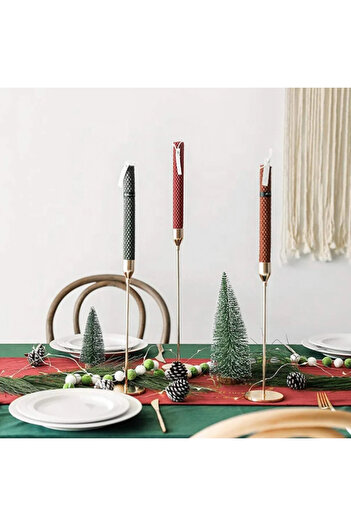 LUXXO Set 3 Candle Holders, Myra, Rose Gold, 10x23cm, 10x28cm, 10x32cm