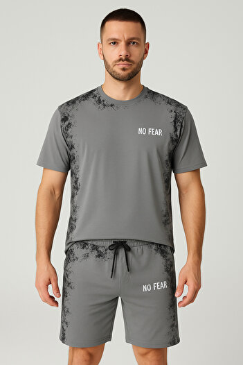 FRANCO RENZO Smoked Panel Printed Basic Men's Shorts Set