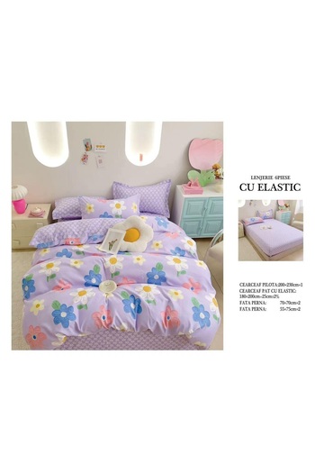 CHIRASO FINE Cotton Bedding Set, ELASTIC Sheet 180x200+25cm, Duvet Cover 200x230cm 4 Pillowcases