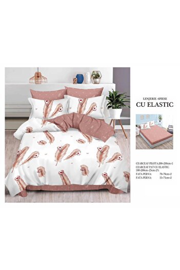 CHIRASO FINE Cotton Bedding Set, ELASTIC Sheet 180x200+25cm, Duvet Cover 200x230cm 4 Pillowcases