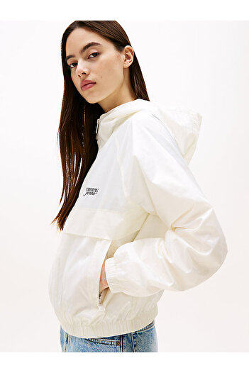 Tommy Hilfiger Women's White Windbreaker Jacket
