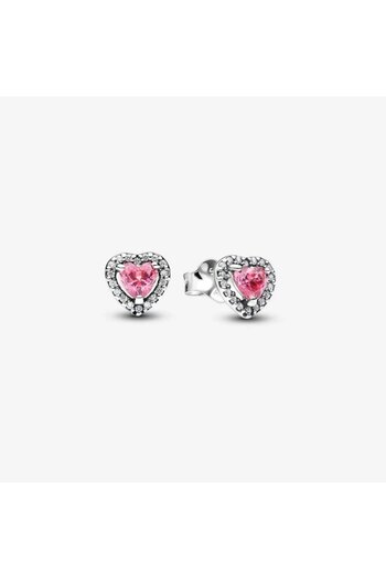 Pandora Cercei cu surub si inimioare roz in relief Pave Zirconiu - Argint 925