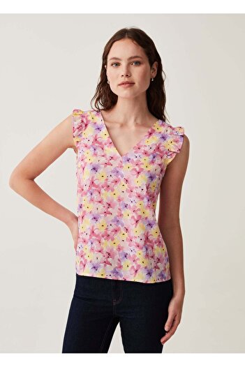 Ovs Blouse With Patterned Flounce