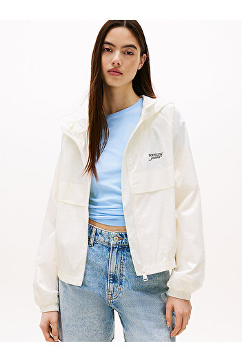 Tommy Hilfiger Women's White Windbreaker Jacket
