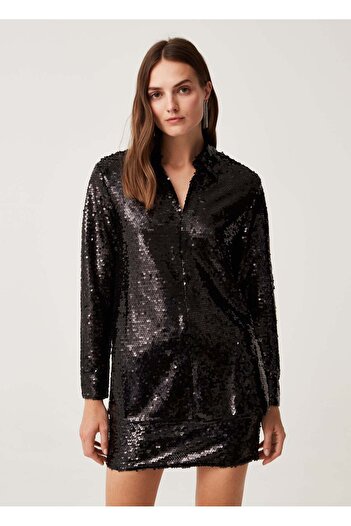 Ovs Womens Blouse With Collar And Sequins