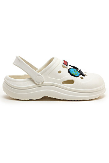 R&B White BOYS CLOGS 32-37