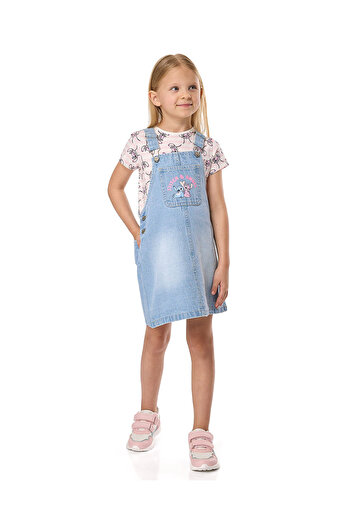 R&B Multi GIRLS DENIM DUNGAREES 2-8Y
