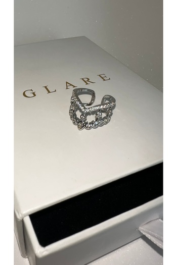 GLARE JEWELRY Queen Princess Crown Crown Model Adjustable Rhinestone Stainless Steel Ring