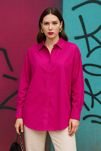 Patika Women's Oversize Loose Cut Shirt – Fuchsia